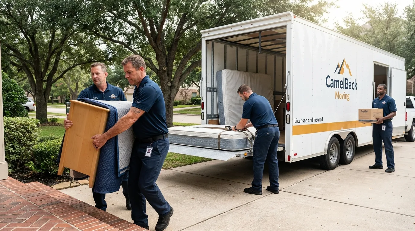 Crew loading residential truck for cross-state move from New Kent, VA