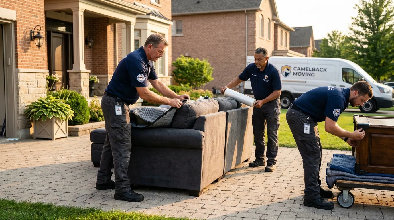 Large estate moving crew wrapping furniture in New Kent, VA