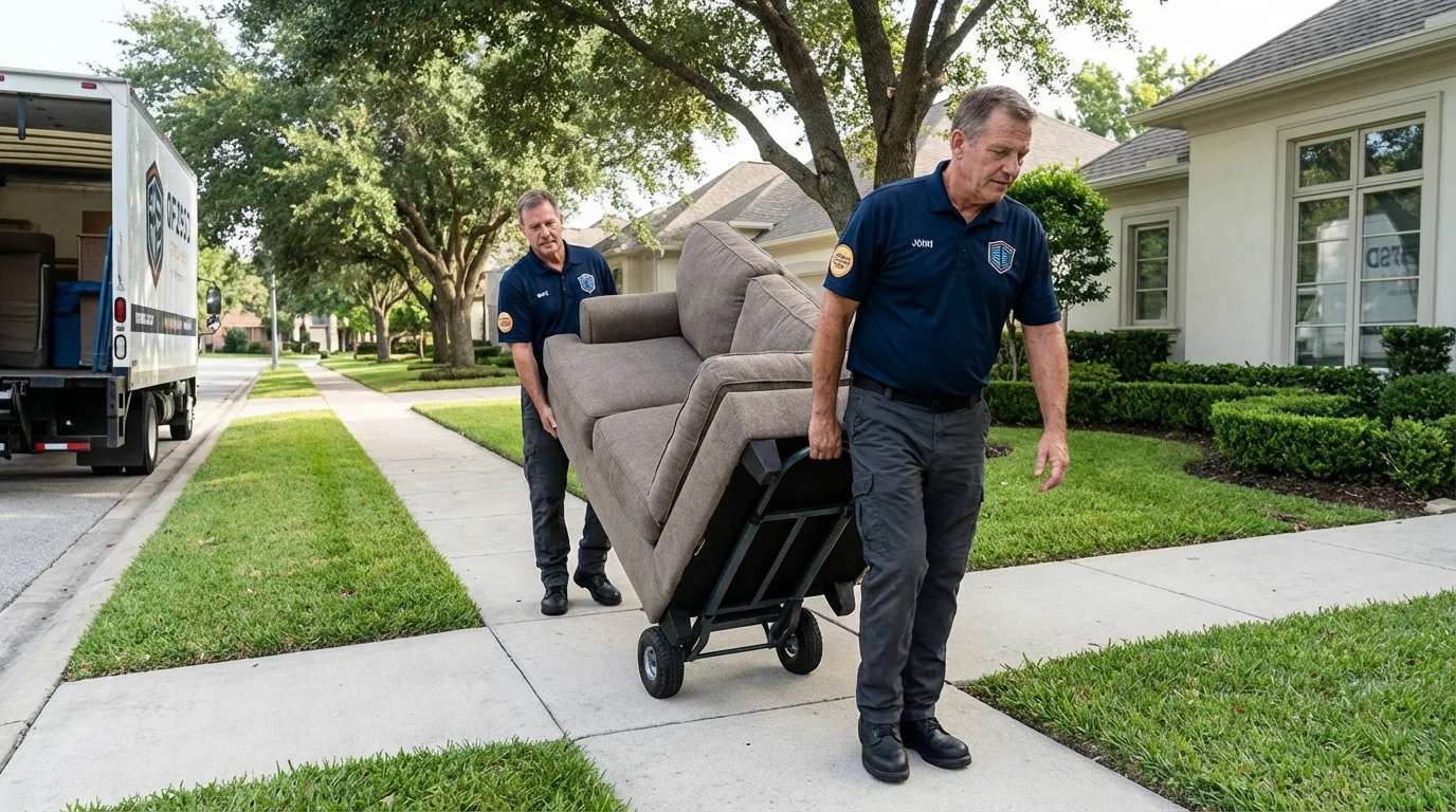 Local residential moving crew loading furniture in New Kent, VA